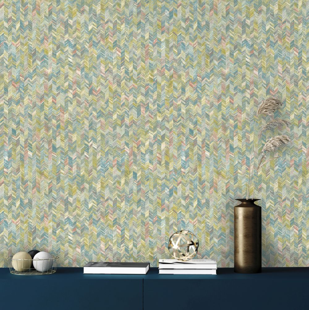 Saram Texture Wallpaper - Coral Blue - by Albany