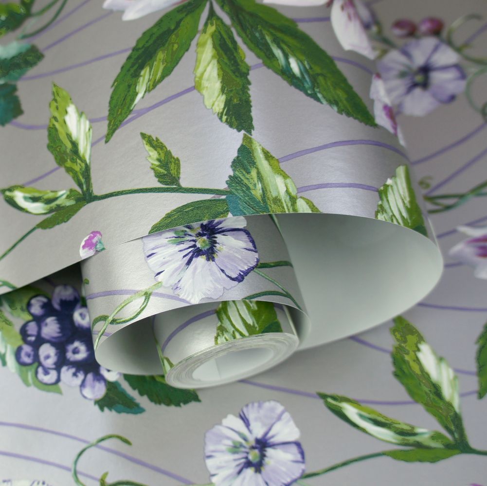 Passiflora Wallpaper - Silver - by Albany