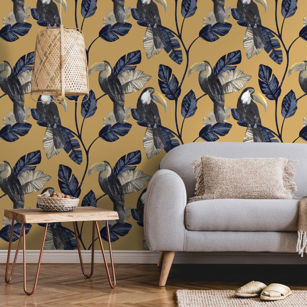Tiki Wallpaper - Ochre - by Albany
