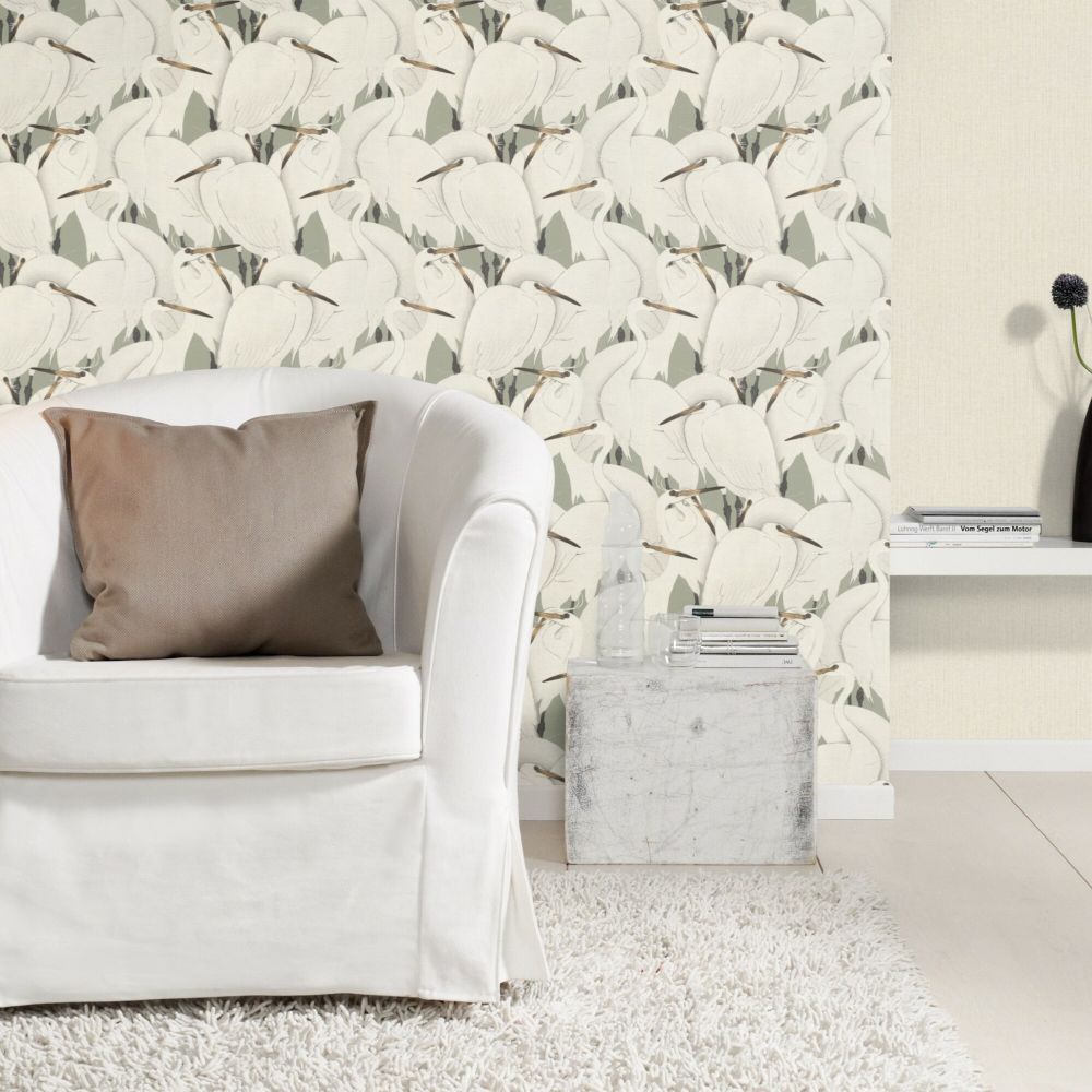 Stork Wallpaper - Grey - by Albany