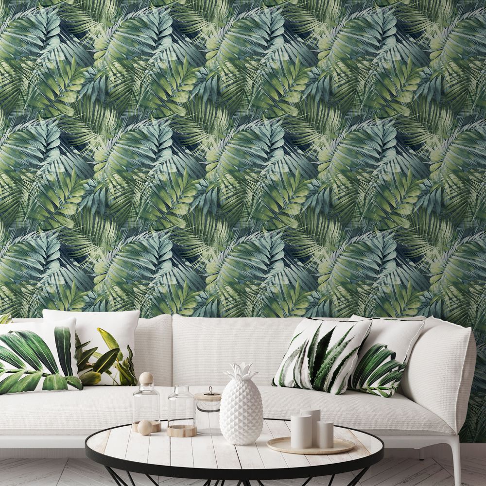 Antigua Wallpaper - Teal / Green - by Albany
