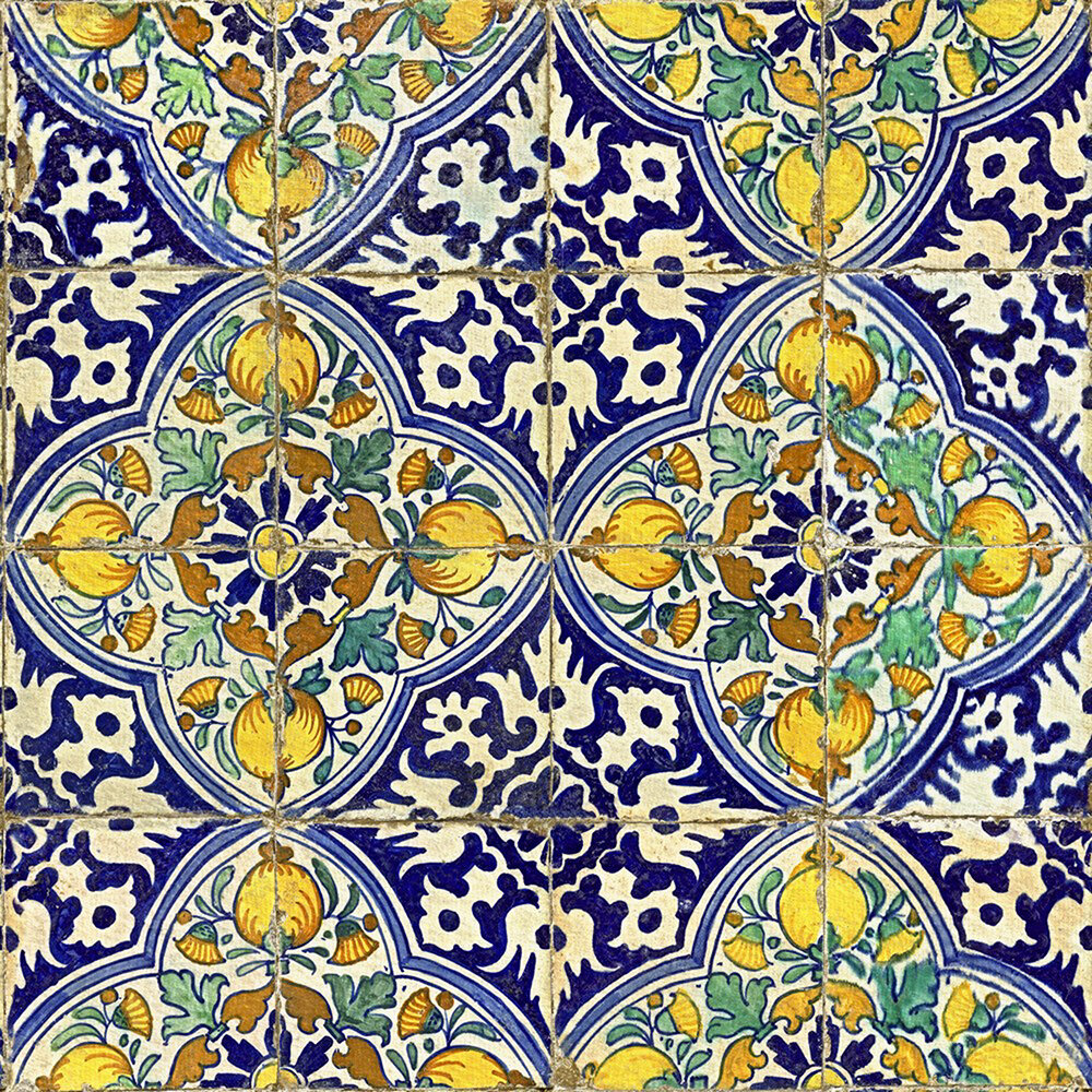 Sardegna Tiles Mural - Blue and Yellow - by Mind the Gap