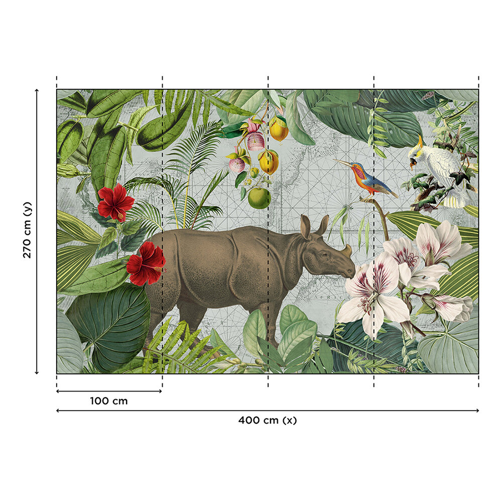 Jungle Rhino Mural - Multi - by ARTist