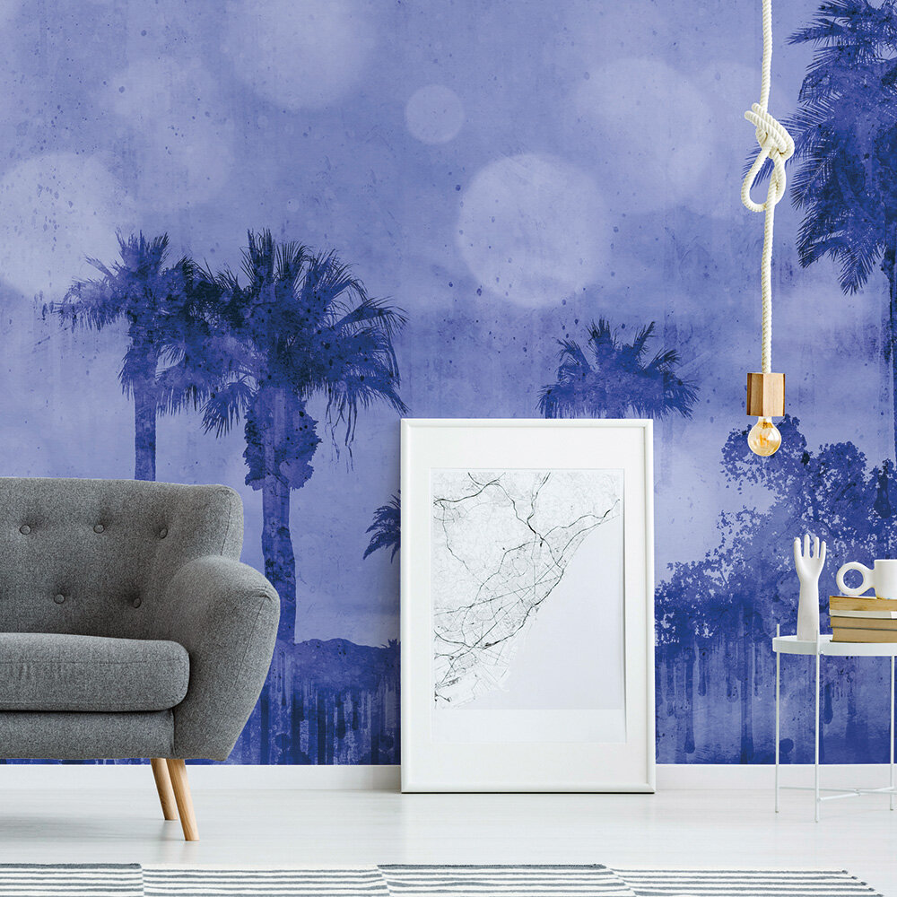 Palm Oasis Mural - Purple - by ARTist