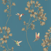 Amazilia Wallpaper - Teal/Gold - by Harlequin. Click for more details and a description.