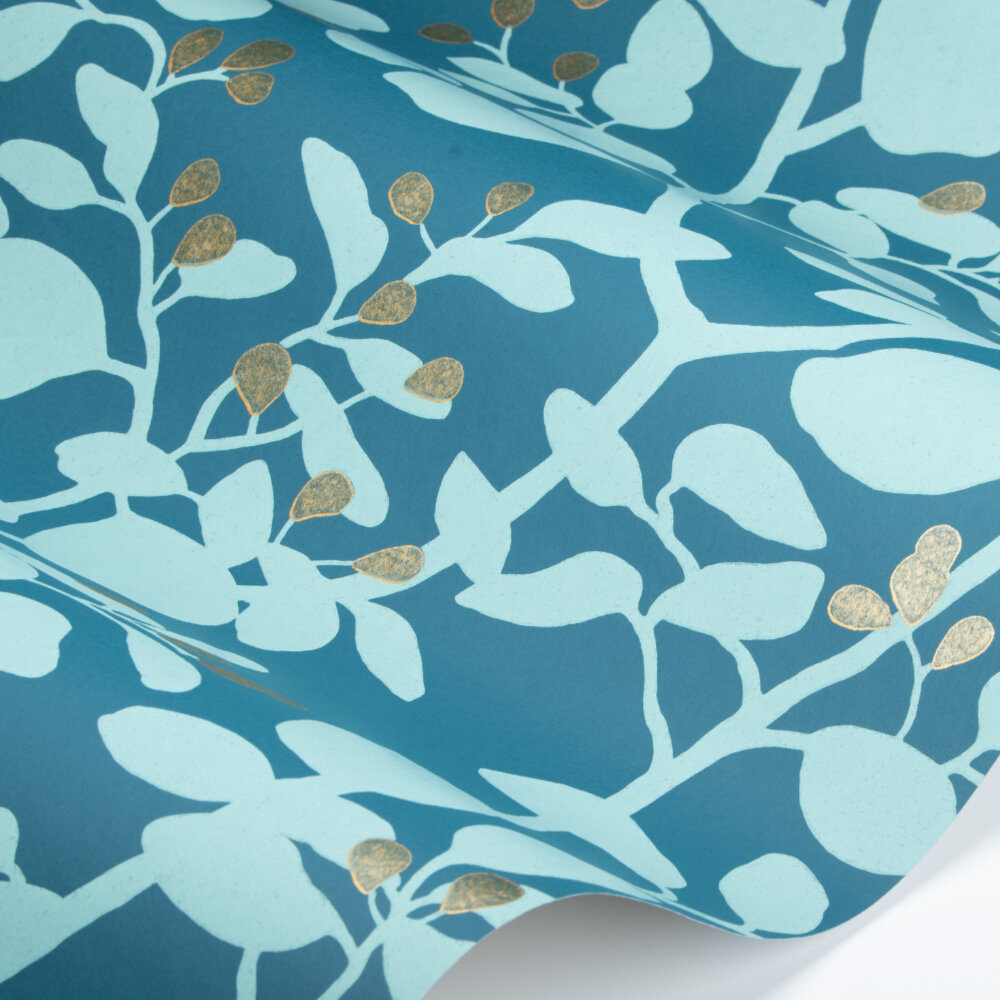 Ardisia Wallpaper - Amazonia Teal/Gold - by Harlequin