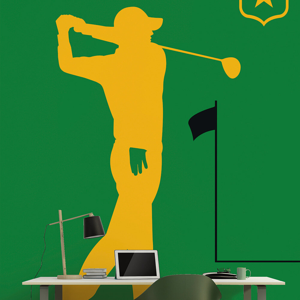 Golf Player Mural - Green/Yellow - by ARTist