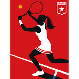 Tennis Player Mural - Red - by ARTist. Click for more details and a description.