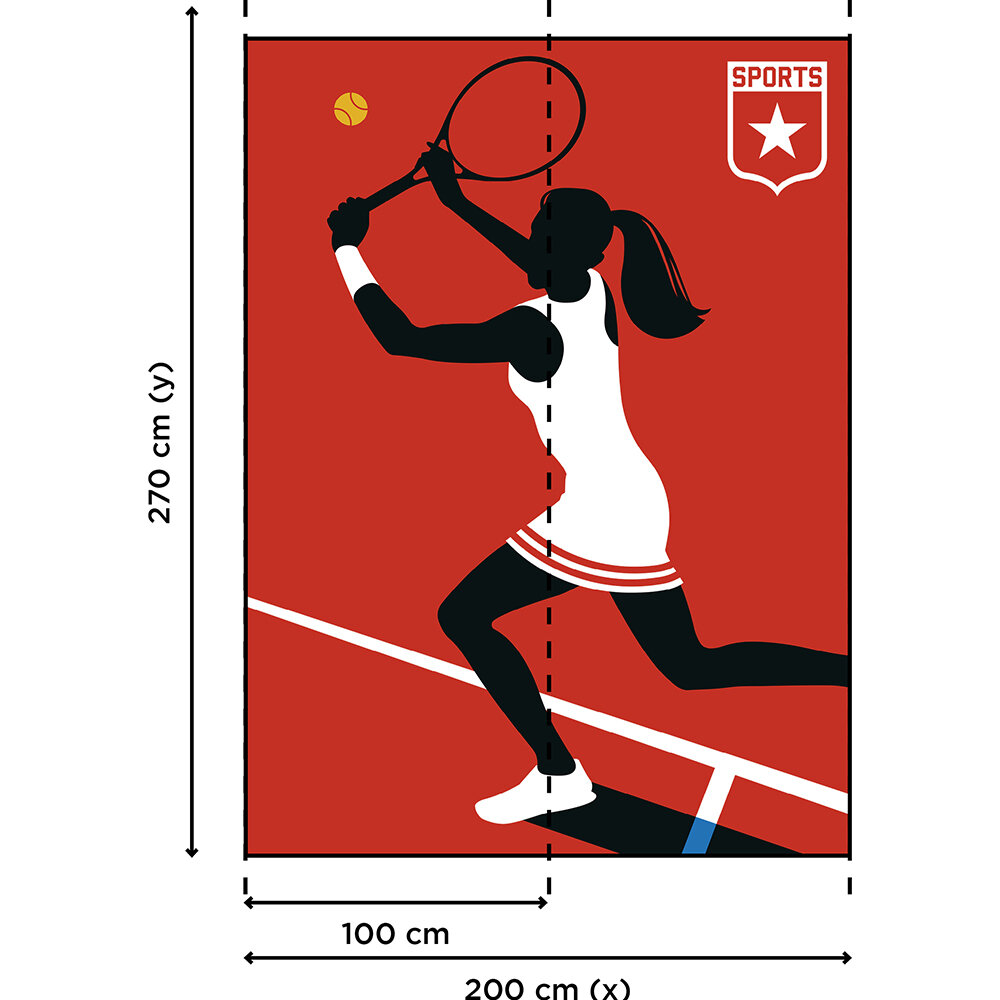 Tennis Player Mural - Red - by ARTist