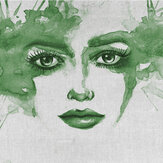 Watercolour Face Mural - Green - by ARTist. Click for more details and a description.