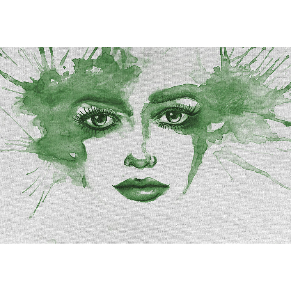 Watercolour Face Mural - Green - by ARTist