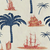 Aegean Fabric - Taupe/ Indigo/ Red - by Mind the Gap. Click for more details and a description.