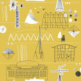 Festival Wallpaper - Mustard & Platinum - by Mini Moderns. Click for more details and a description.