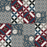 Patchwork tiles Wallpaper - Red/Blue - by Albany. Click for more details and a description.