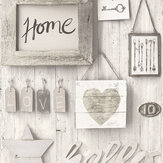 Façade Vintage Wood Wall Wallpaper - Coin Grey - by Albany. Click for more details and a description.