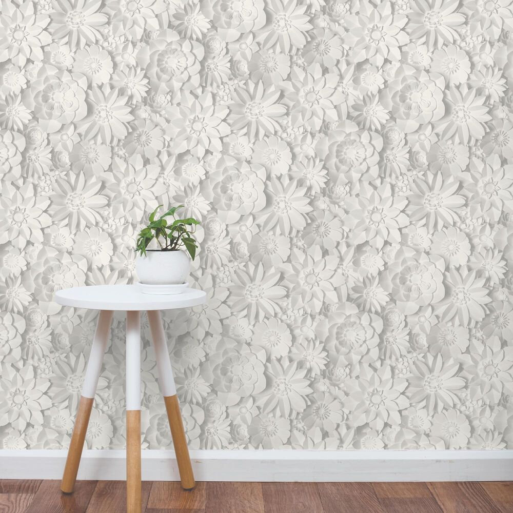 Dimensions Floral Wallpaper - White - by Albany