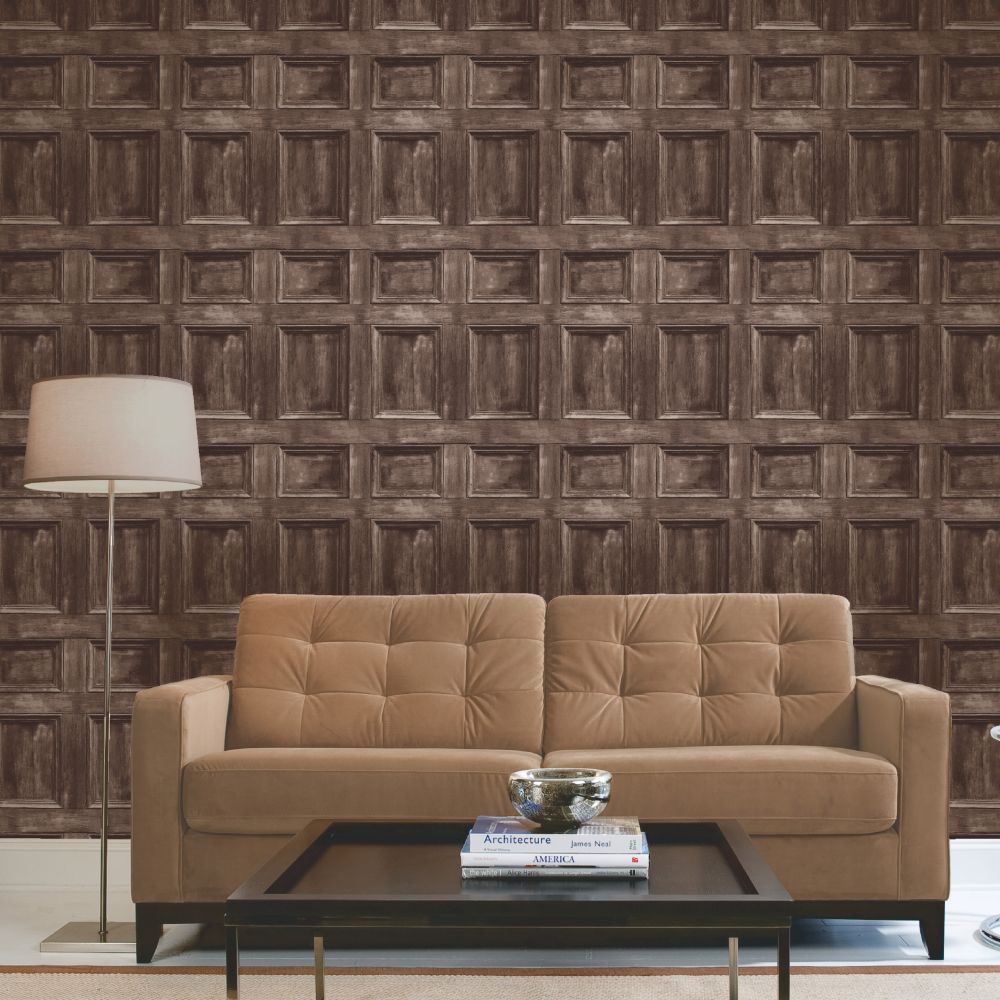 Wood Panel Wallpaper - Brown - by Albany