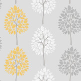 Bold Leaves Wallpaper - Grey / Yellow - by Albany
