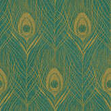 Peacock Feather Wallpaper - Green - by Galerie. Click for more details and a description.