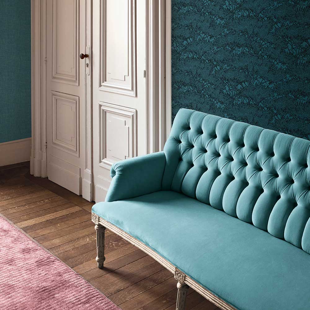 Hessian Effect Wallpaper - Teal Blue - by Galerie