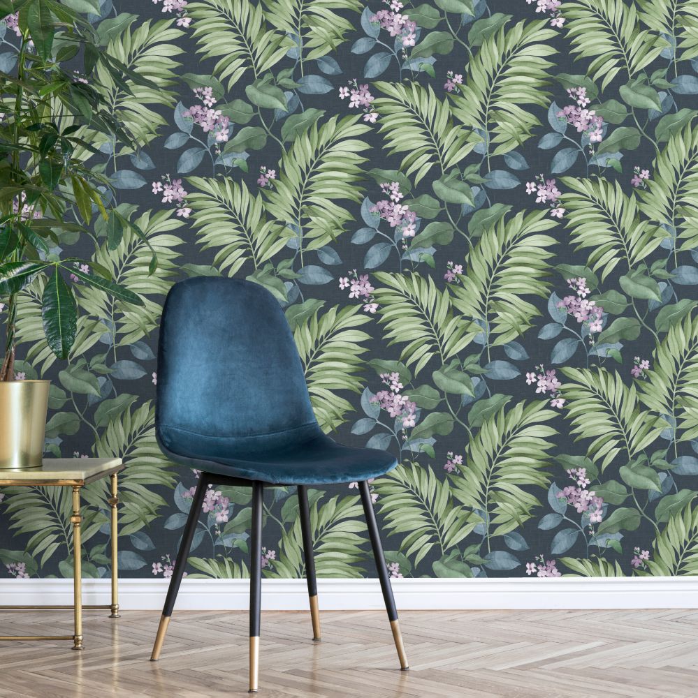 Eden Tropical Wallpaper - Navy - by Albany