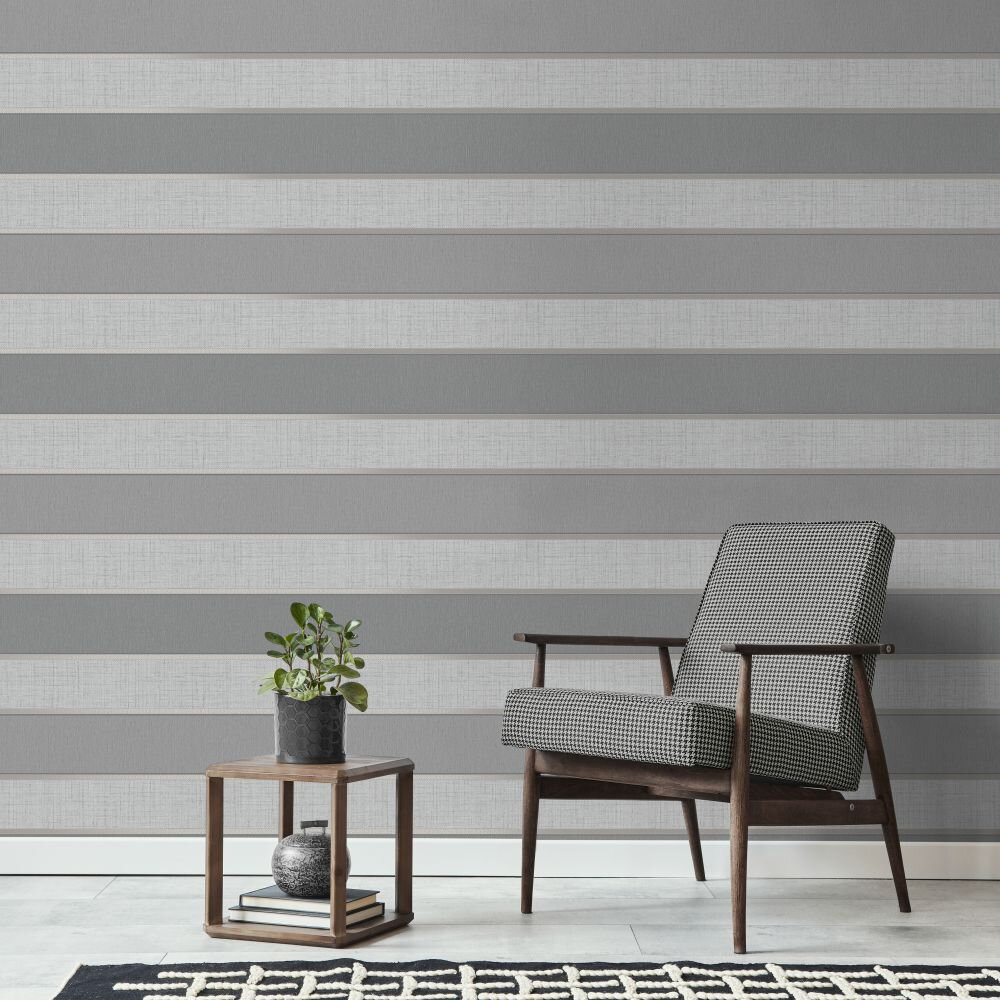 Larson Stripe Wallpaper - Slate - by Albany