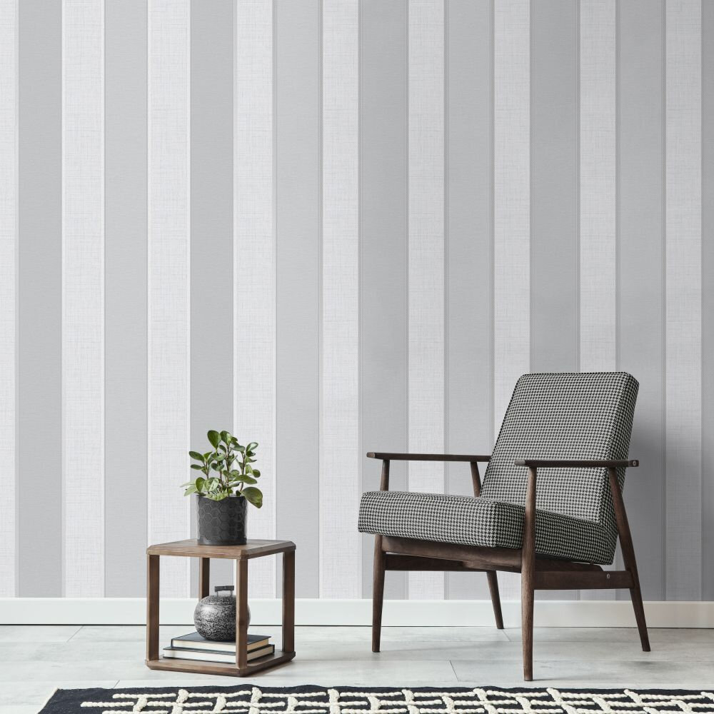 Larson Stripe Wallpaper - Light Grey - by Albany