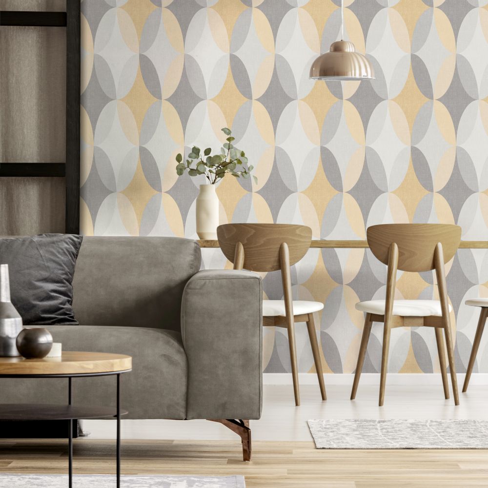 Kirby Geo Wallpaper - Yellow - by Albany