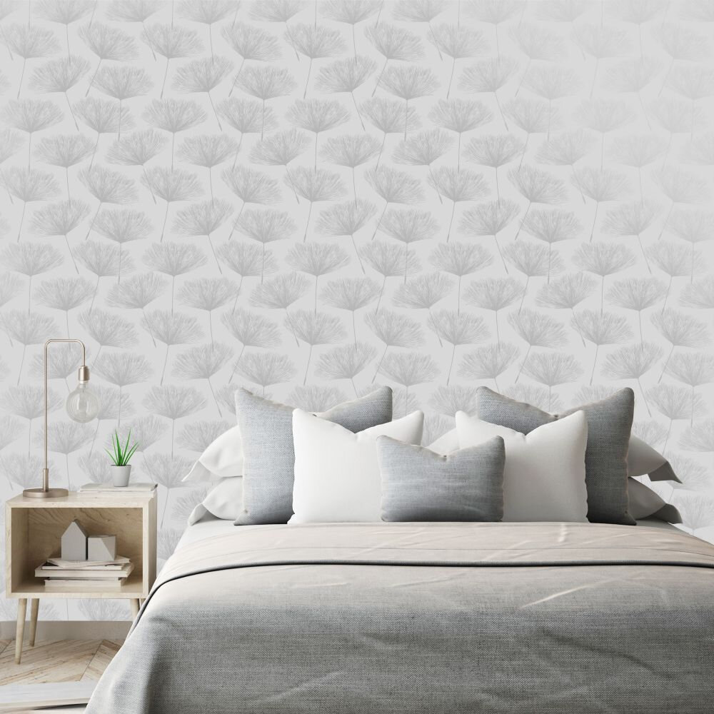 Glistening Fleur Wallpaper - Grey - by Albany