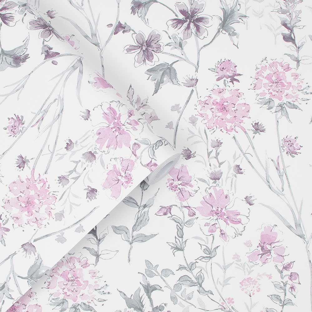 Wild Meadow Wallpaper - Pale Iris - by Laura Ashley