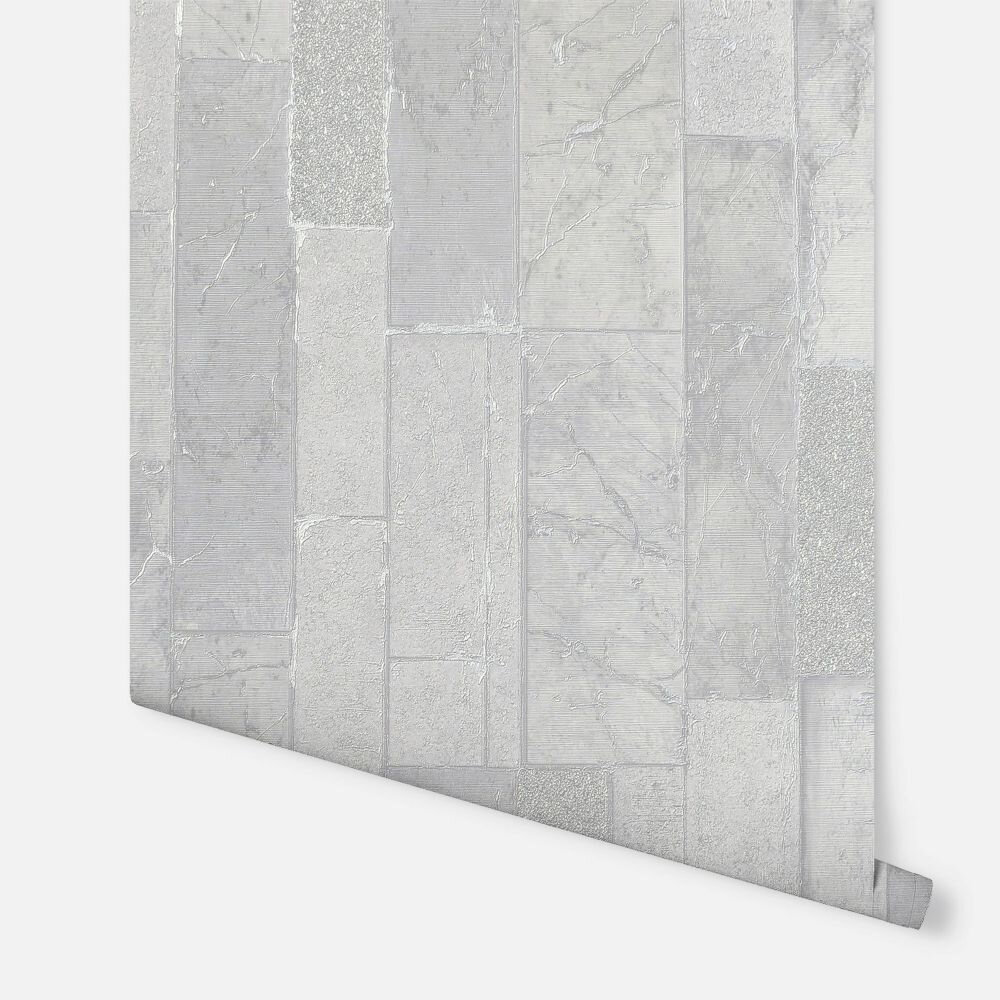 Kintsugi Slate Wallpaper - Silver - by Arthouse