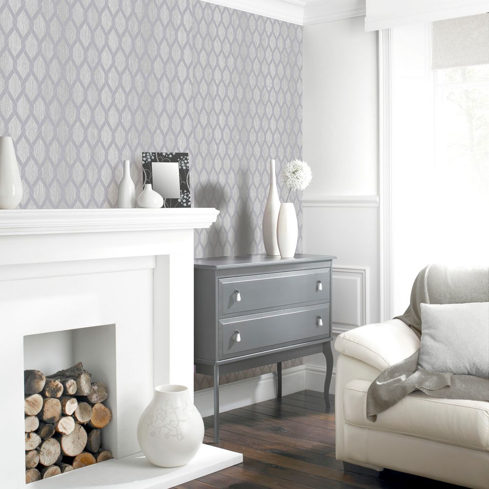 Radiance Trellis Wallpaper - Silver - by Arthouse