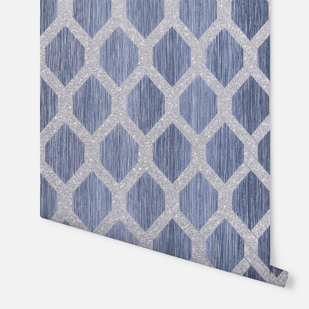 Radiance Trellis Wallpaper - Navy / Silver - by Arthouse