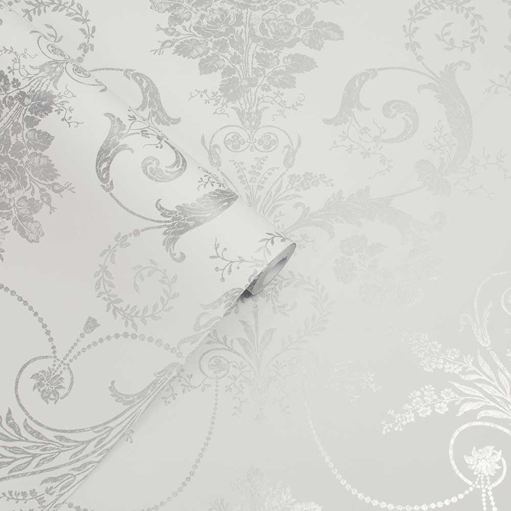 Josette Wallpaper - Silver - by Laura Ashley