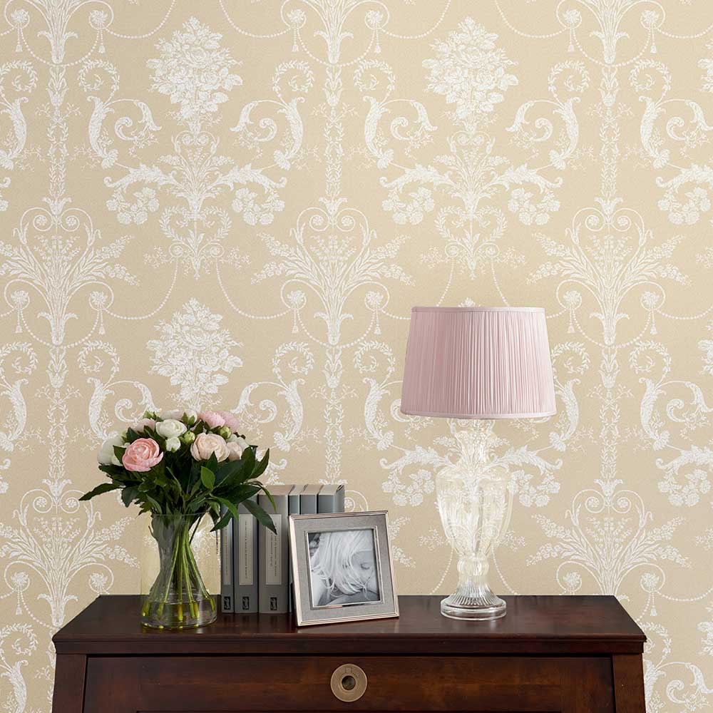 Josette Wallpaper - Linen - by Laura Ashley