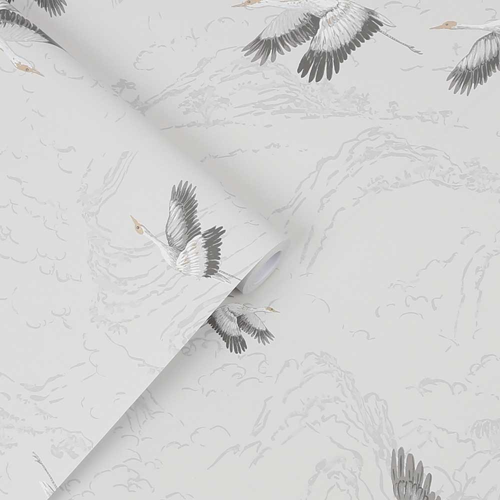 Animalia Wallpaper - Silver - by Laura Ashley
