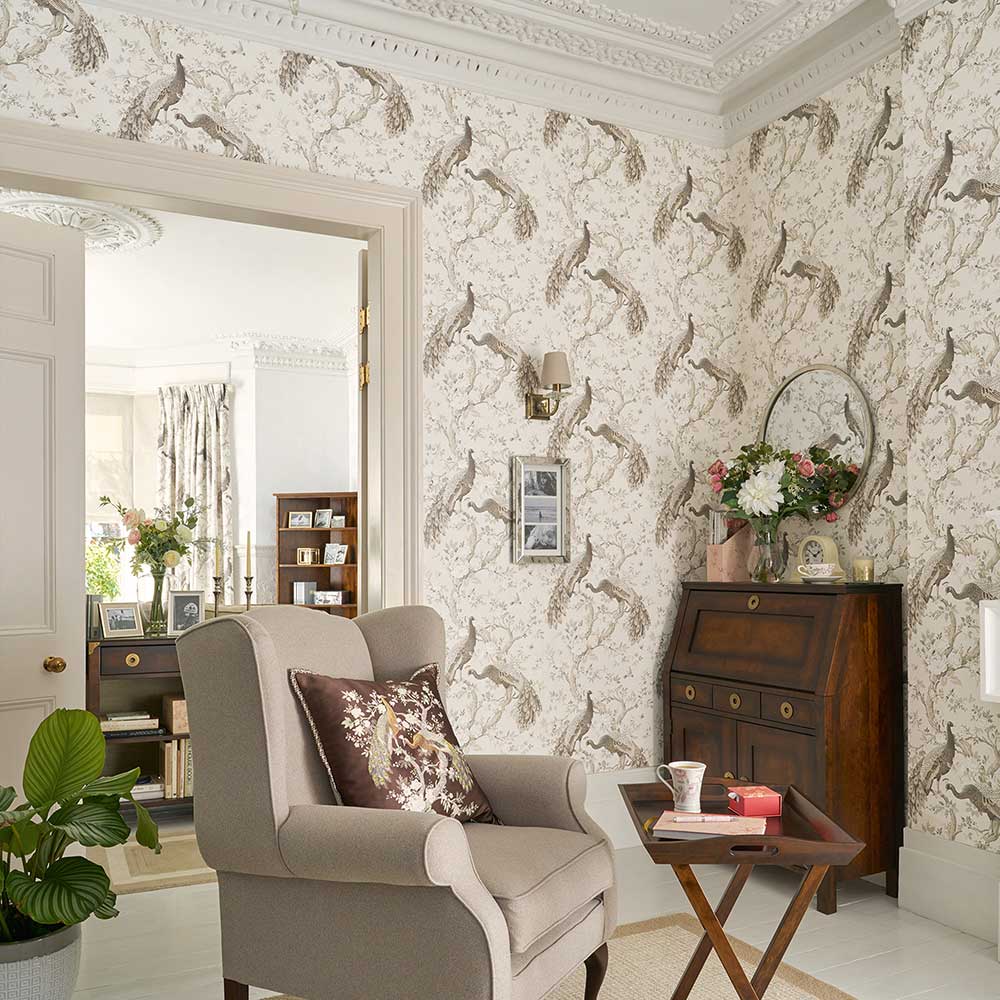 Belvedere Wallpaper - Soft Truffle - by Laura Ashley