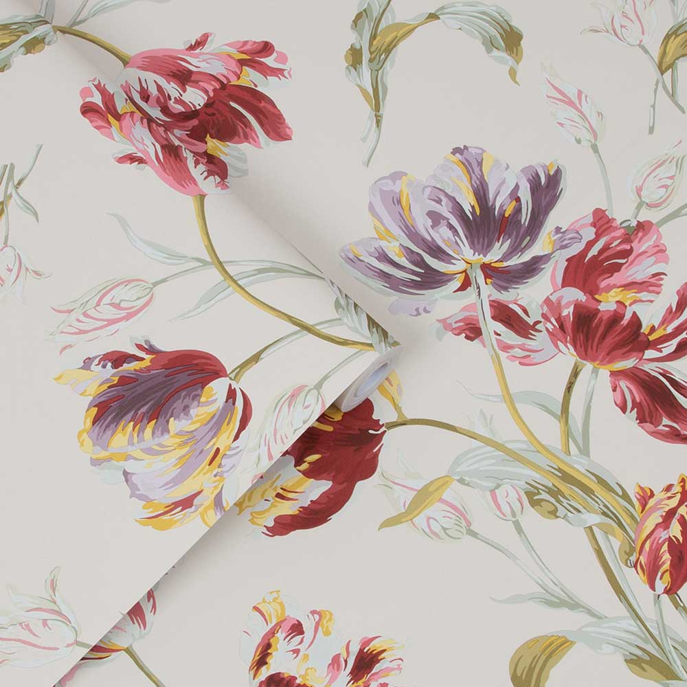 Gosford Wallpaper - Cranberry - by Laura Ashley