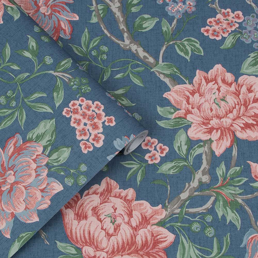 Tapestry Floral Wallpaper - Dark Seaspray - by Laura Ashley