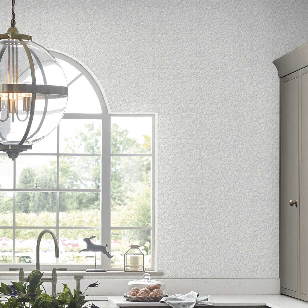 Stipple Wallpaper - Paintable White - by Laura Ashley