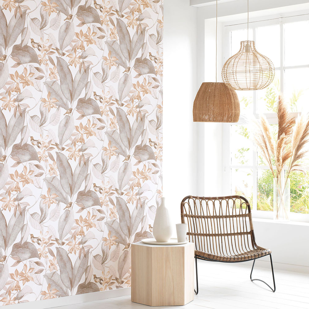 Birdsong Wallpaper - Taupe/Gris - by Casadeco