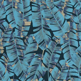 Folium Wallpaper - Bleu Turquoise - by Casadeco. Click for more details and a description.