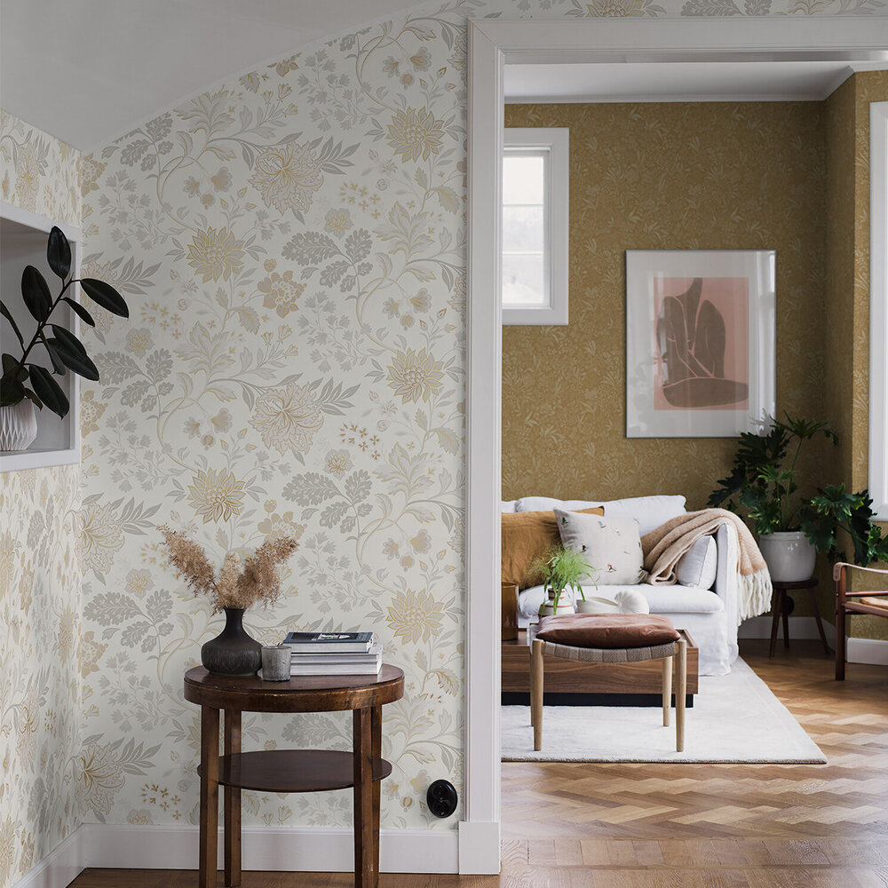 Alicia Wallpaper - White/ Grey/ Gold - by Boråstapeter