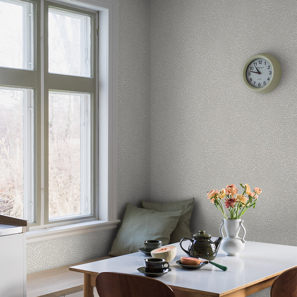 Bladverk Wallpaper - Grey-Green - by Boråstapeter