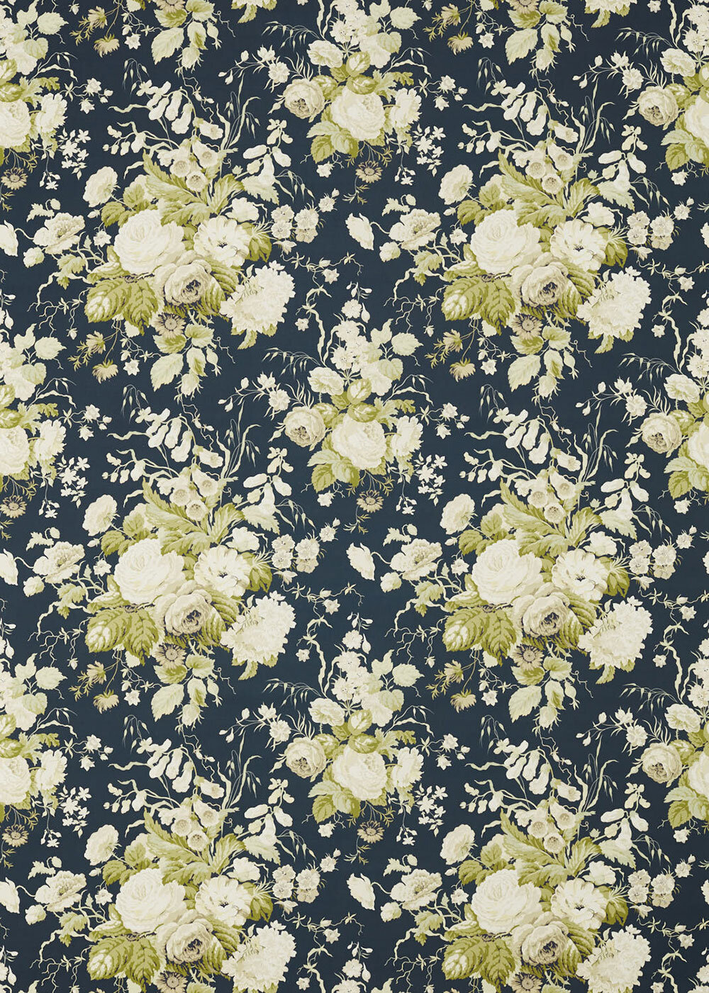 Stapleton Park Fabric - Navy/Olive - by Sanderson