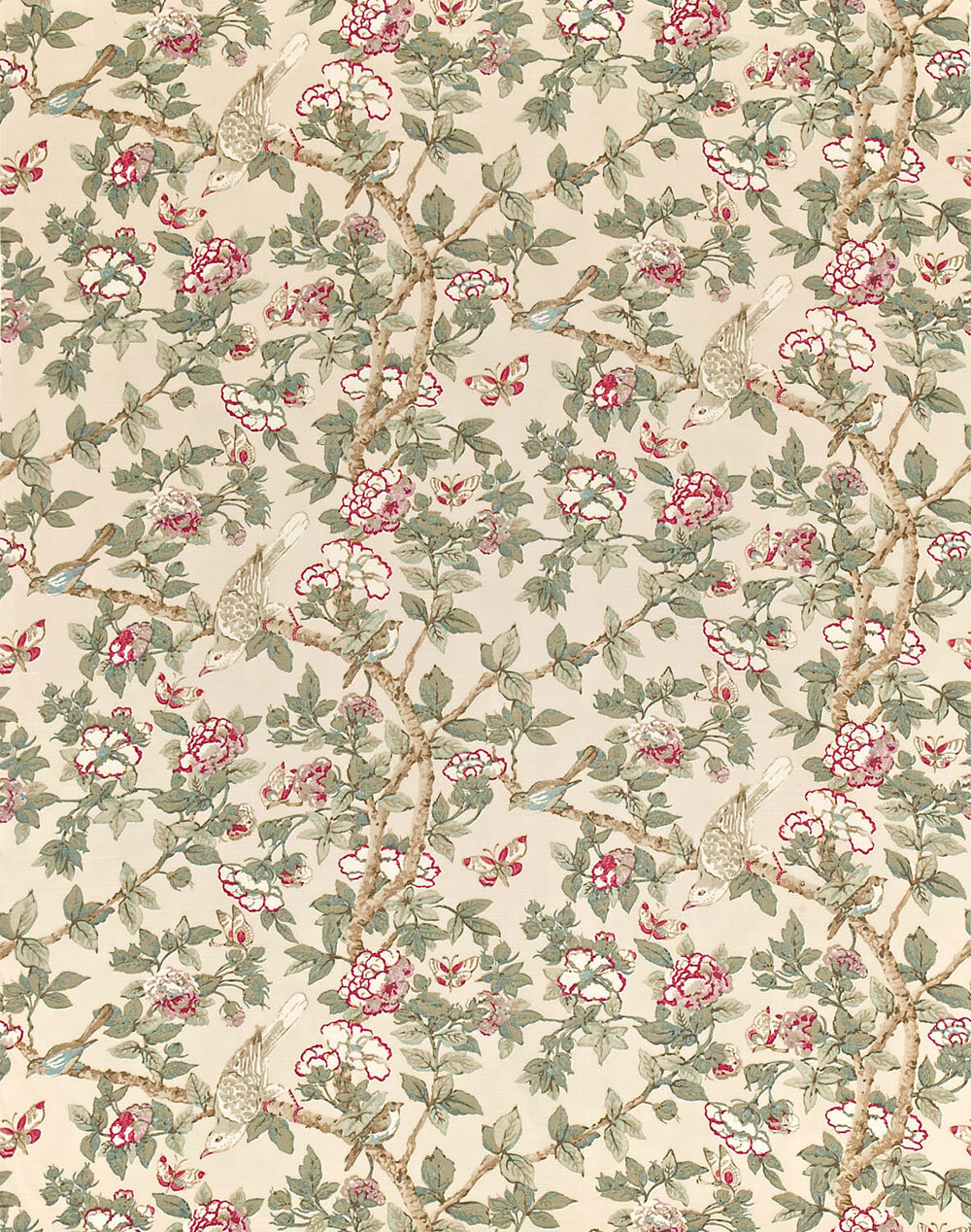 Caverley Fabric - Rose/Pewter - by Sanderson
