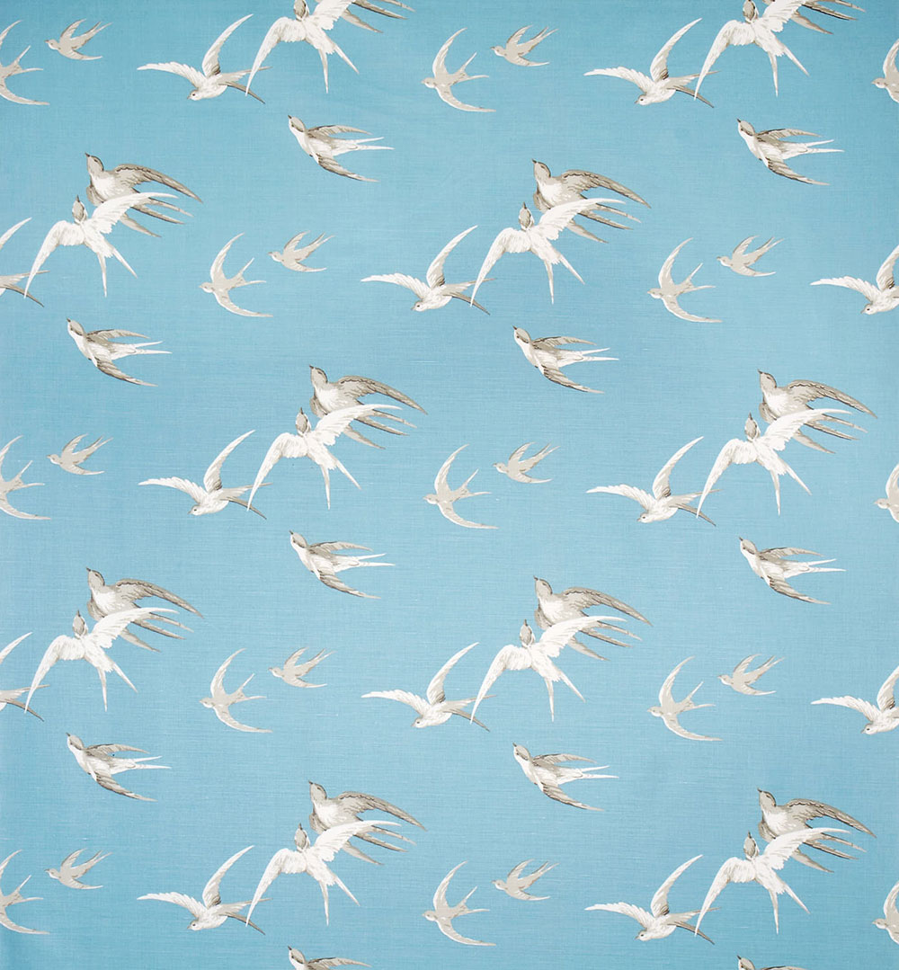 Swallows Fabric - Wedgewood - by Sanderson