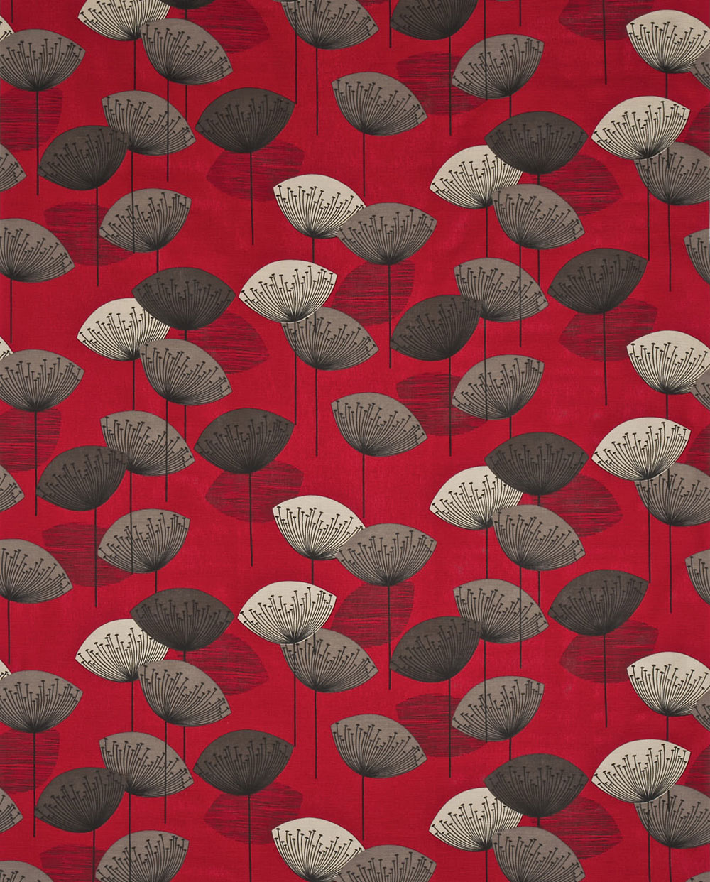 Dandelion Clocks Fabric - Red - by Sanderson