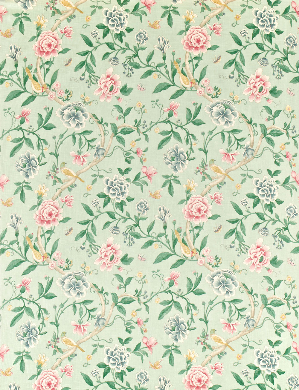 Porcelain Garden Fabric - Rose/Duck egg - by Sanderson