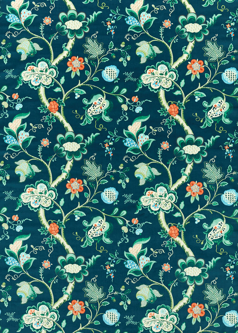 Roslyn Fabric - Eucalyptus/Rowan Berry - by Sanderson